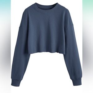 SweatyRocks Women's Long Sleeve Raw Hem Pullover Crop Tops Sweatshirts